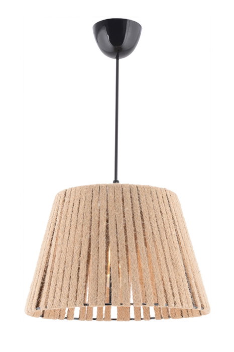 Opviq Lámpara de Araña Cone Jute Crema Metal y Yute, Tamaño Pantalla 30x30cm, Altura 65cm, Casquillo E27 Max 40W